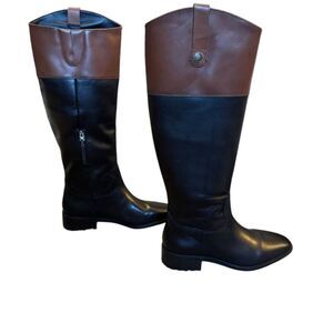 Sam Edelman Two-Tone Black and Brown Heeled Boots